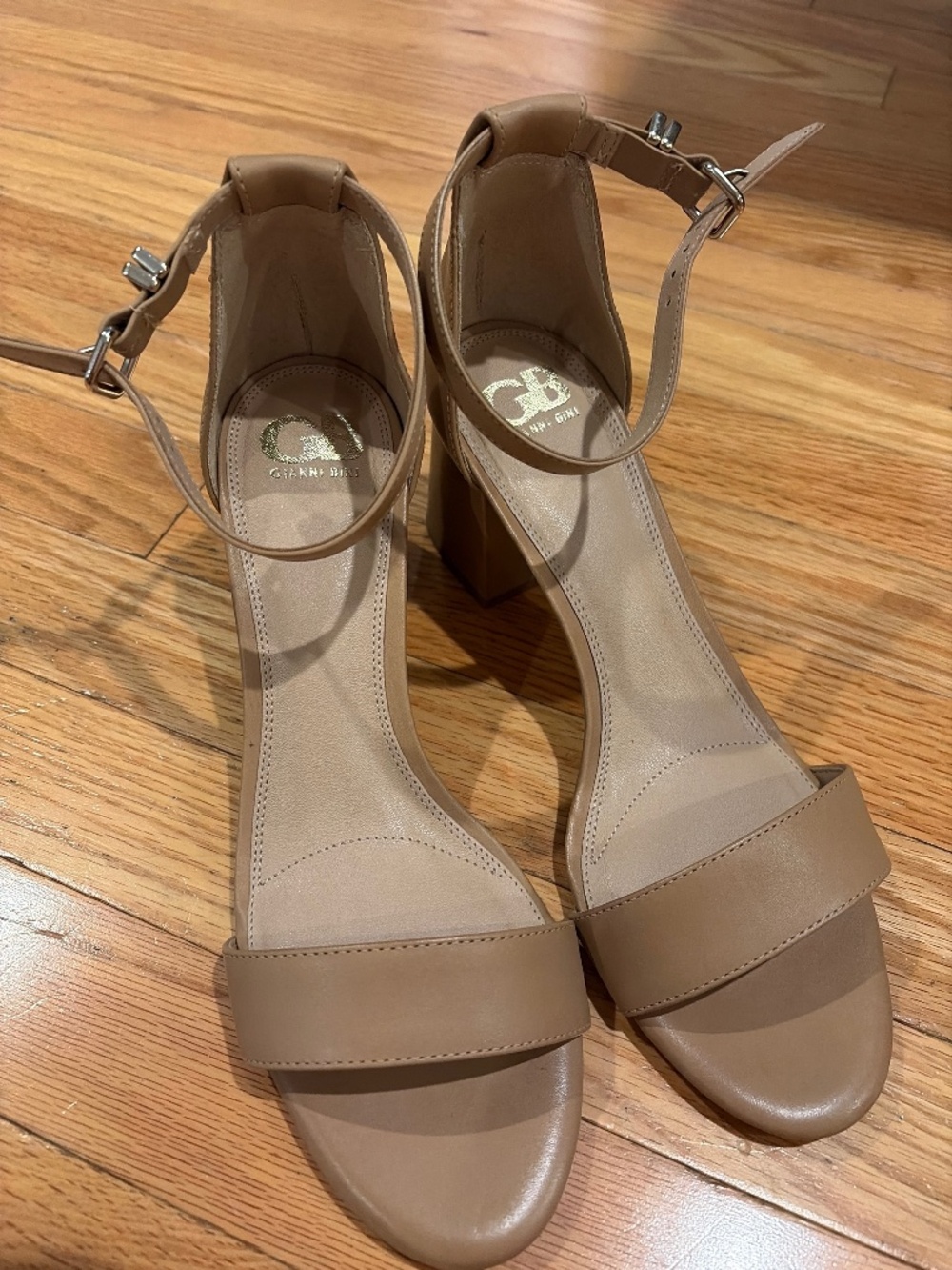 Gianni Bini Nude Block Heel Sandals